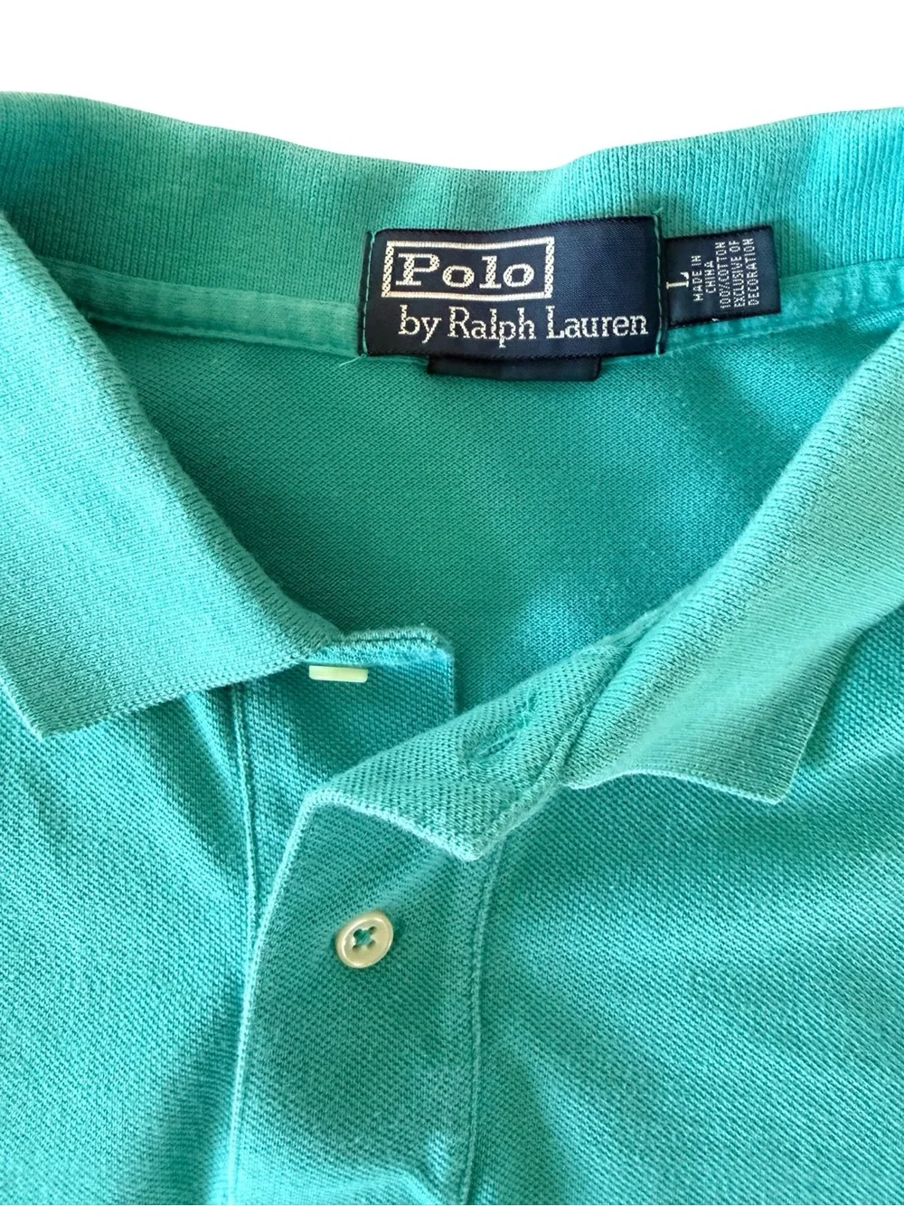 Men’s Vintage Ralph Lauren Turquoise Polo with Red Pony Embroidery Size Large